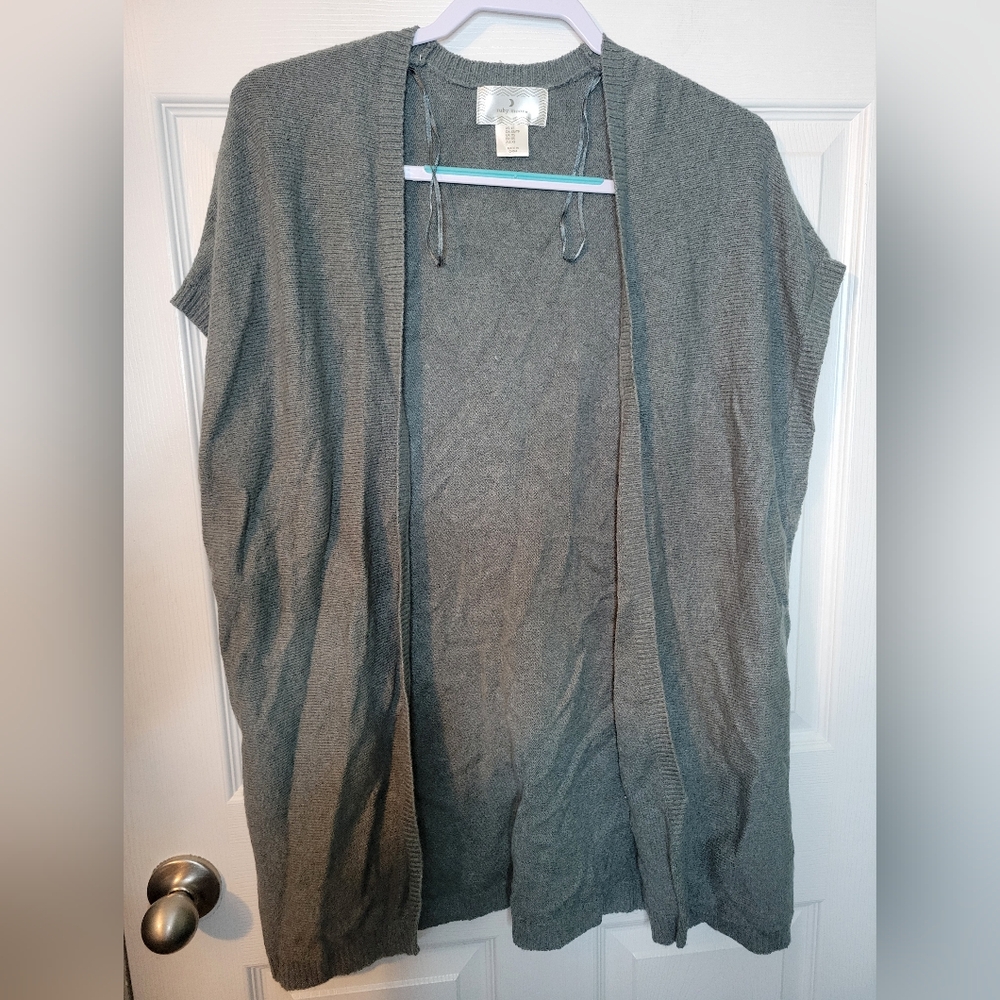 Ruby Moon Sweater Vest Open Front Sleeveless XS Grey